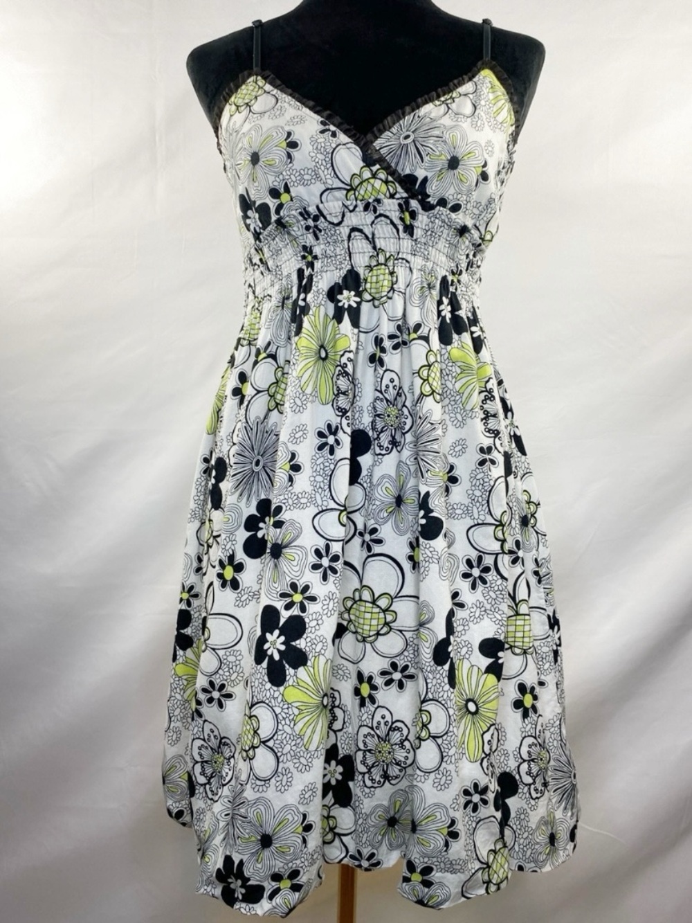 Vintage Y2K Speed Control Floral Babydoll Dress Smocked 100% Cotton Size Small